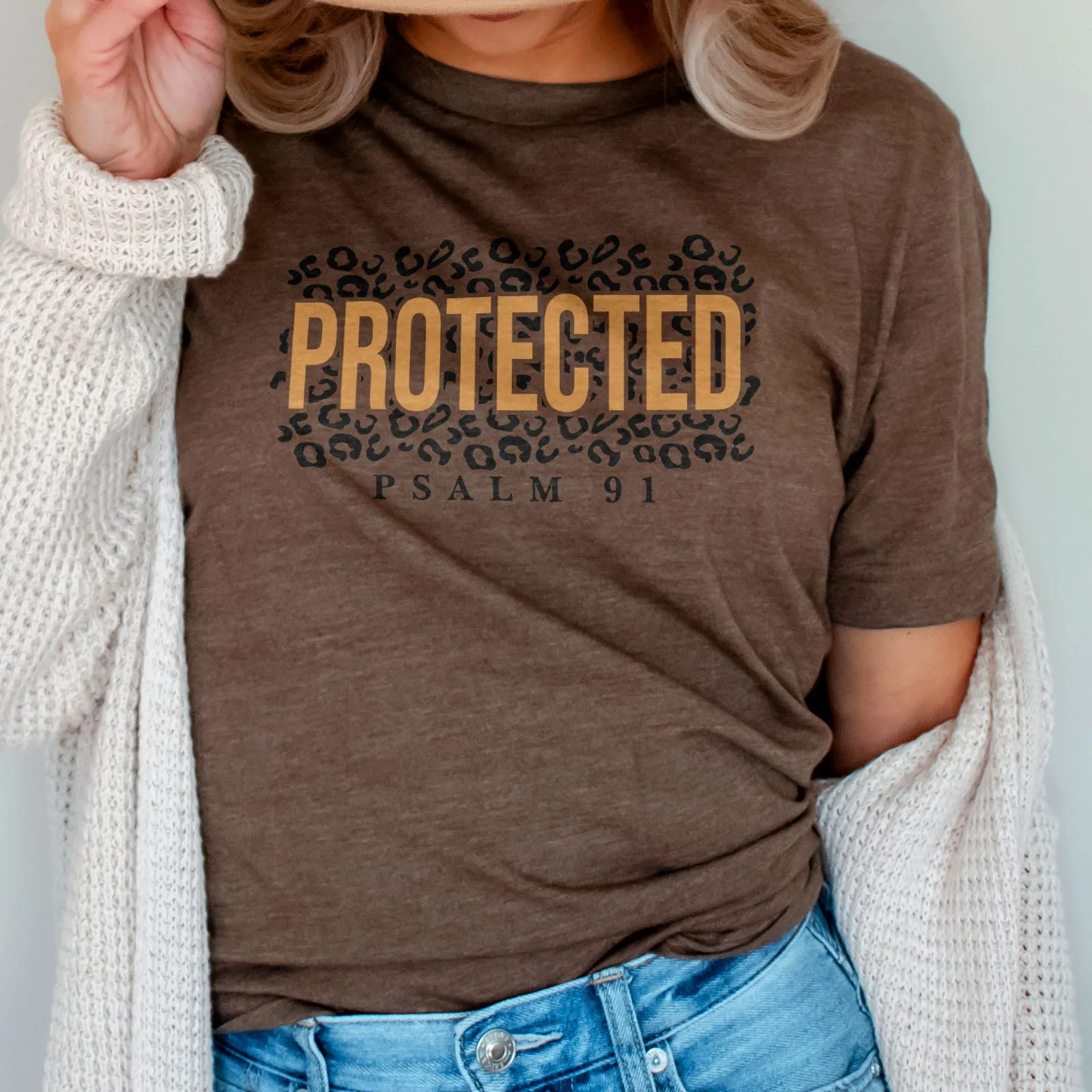 Protected Leopard Psalm 91 Tee Shirts For Women - Christian Shirts for Women - Religious Tee Shirts