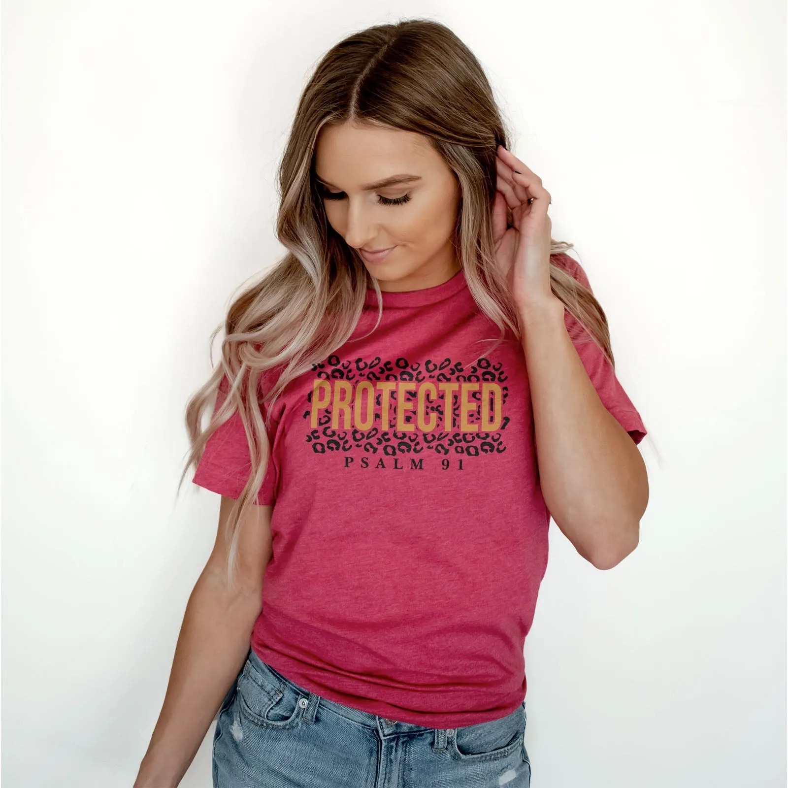 Protected Leopard Psalm 91 Tee Shirts For Women - Christian Shirts for Women - Religious Tee Shirts