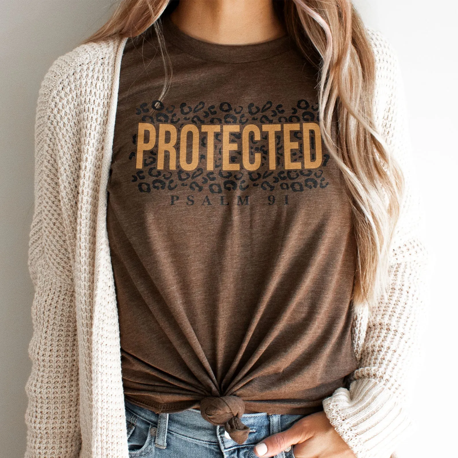 Protected Leopard Psalm 91 Tee Shirts For Women - Christian Shirts for Women - Religious Tee Shirts