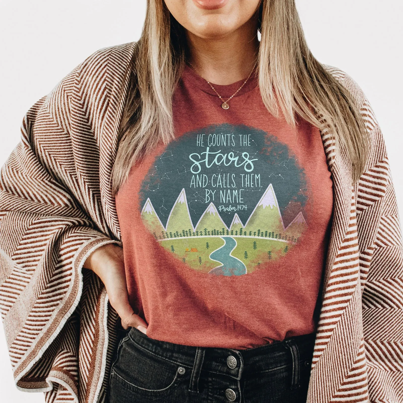 Psalm 147:4 Tee Shirts For Women - Christian Shirts for Women - Religious Tee Shirts