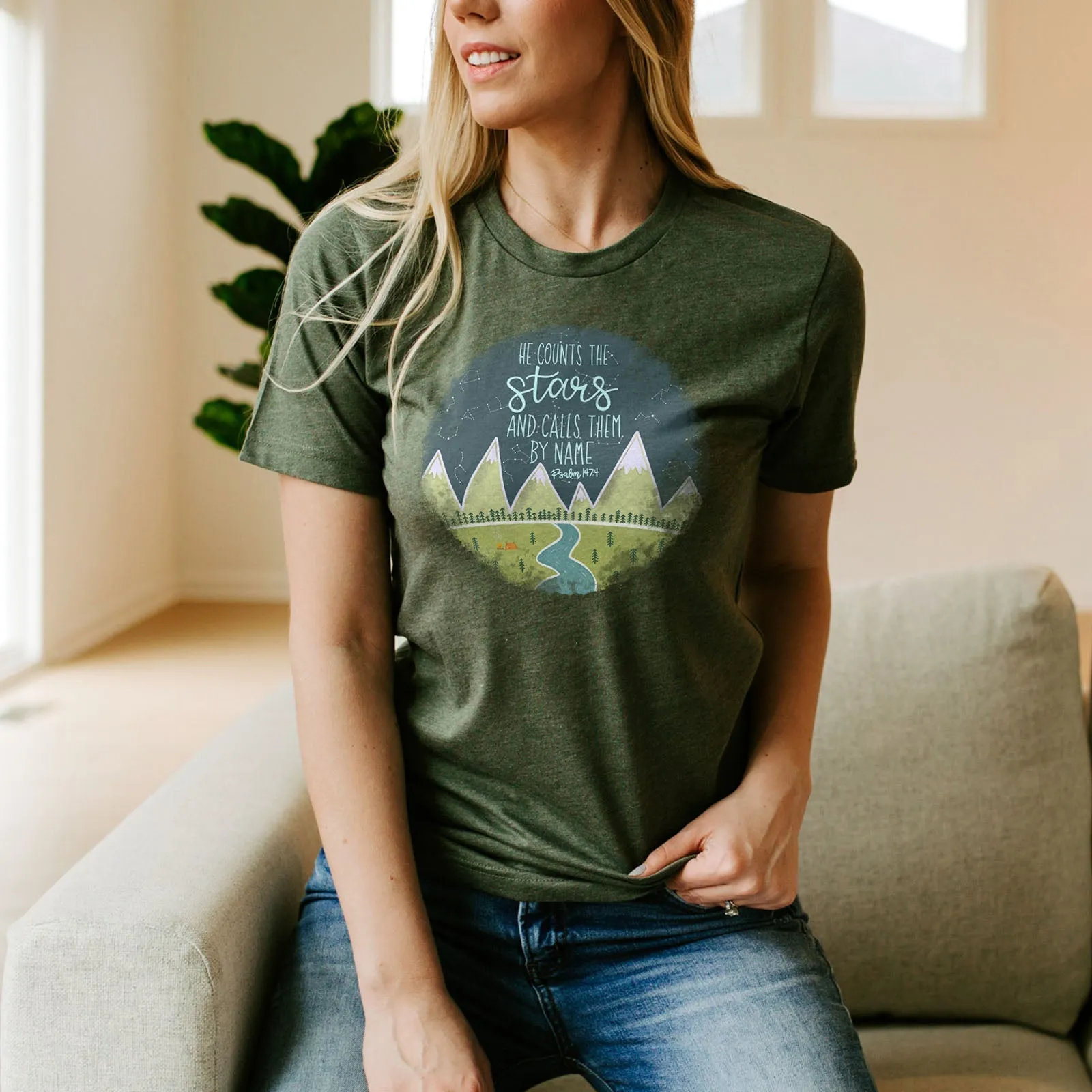 Psalm 147:4 Tee Shirts For Women - Christian Shirts for Women - Religious Tee Shirts