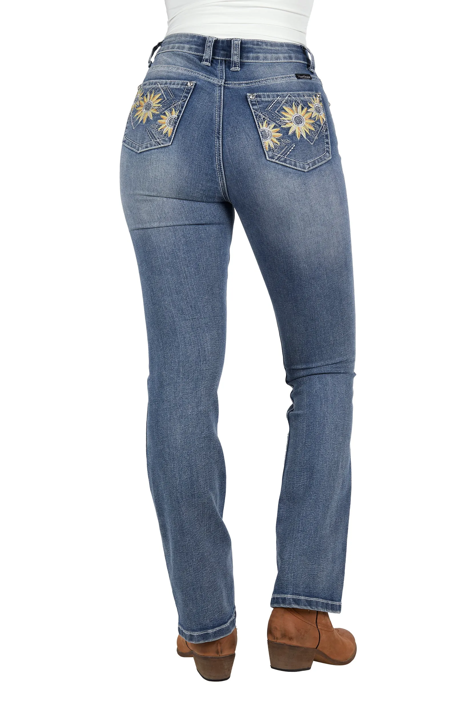 Pure Western Ladies Amy Hi Rise Boot Cut Jean - 32" - PCP2213935 - Retro Blue