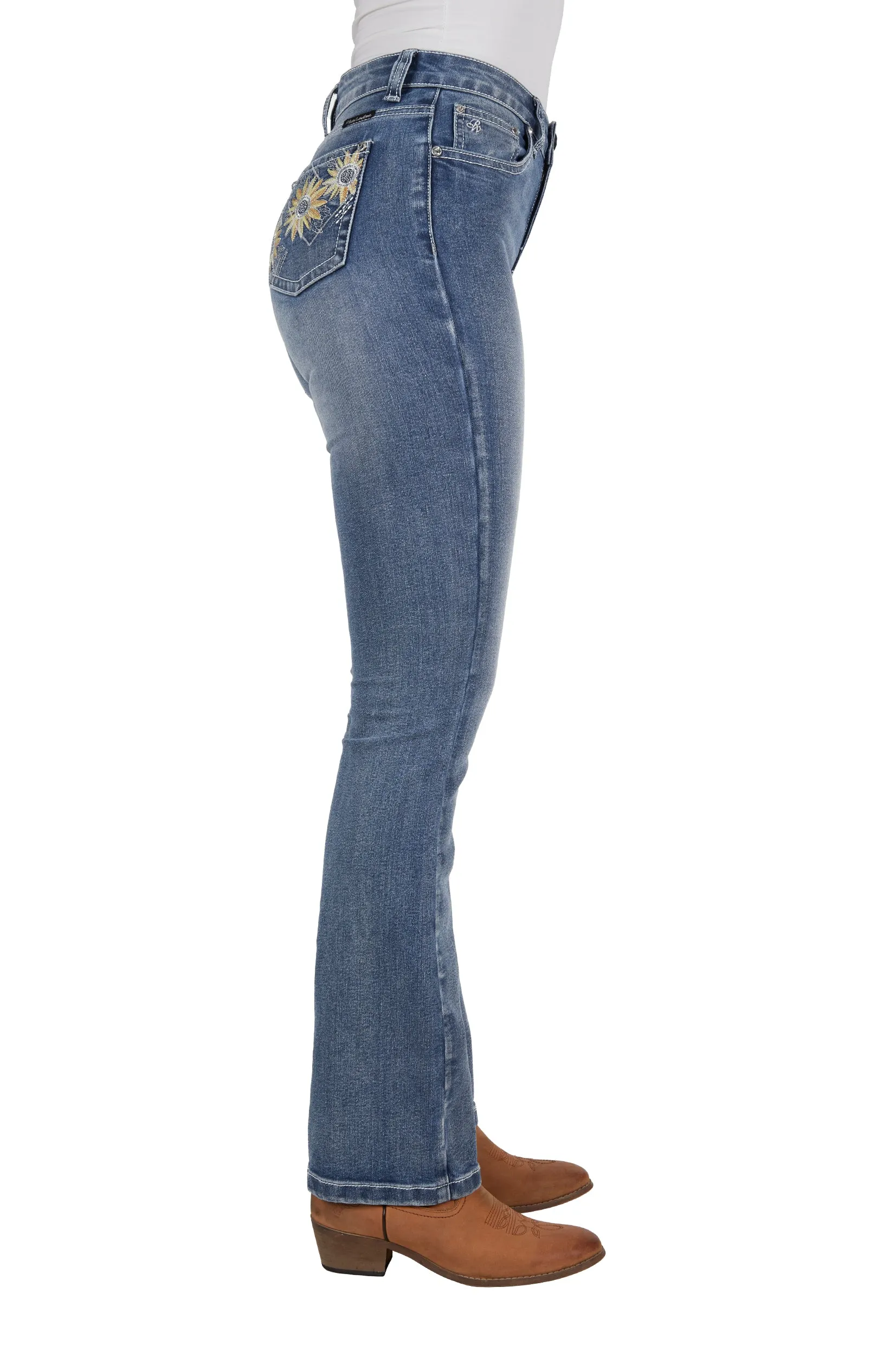 Pure Western Ladies Amy Hi Rise Boot Cut Jean - 32" - PCP2213935 - Retro Blue