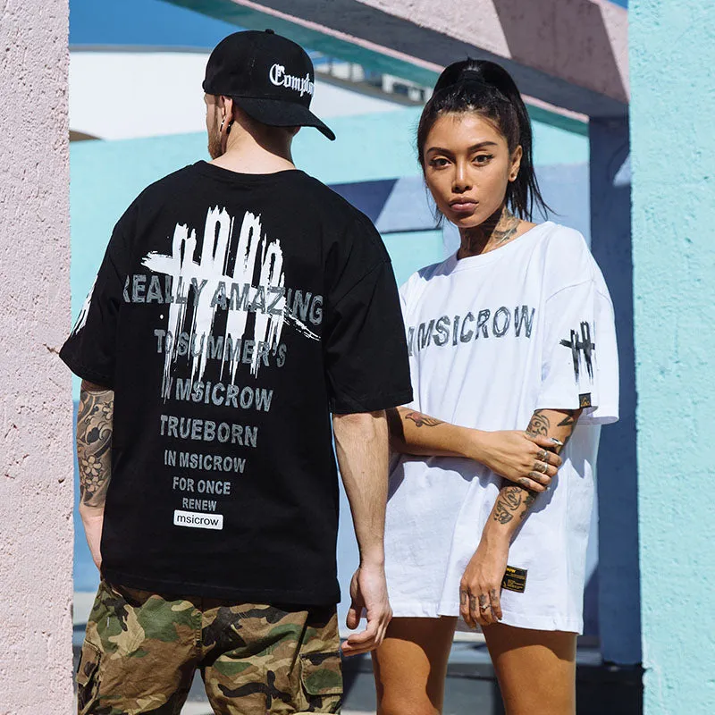 Really Amazing Printed Hip Hop Streetwear Loose Tees