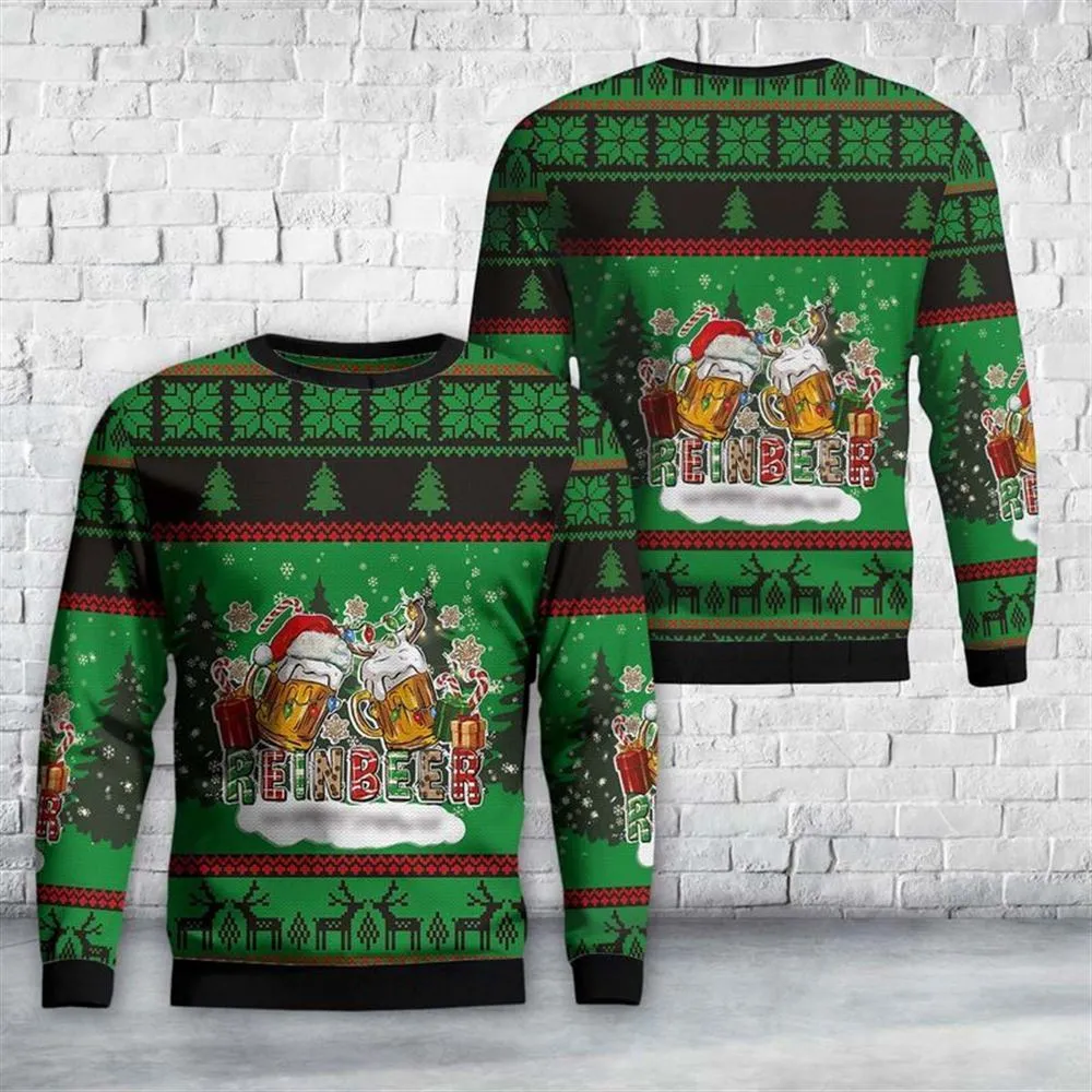 Reinbeer With Gifts And Christmas lights Ugly Christmas Sweater For Men And Women, Best Gift For Christmas, The Beautiful Winter Christmas Outfit