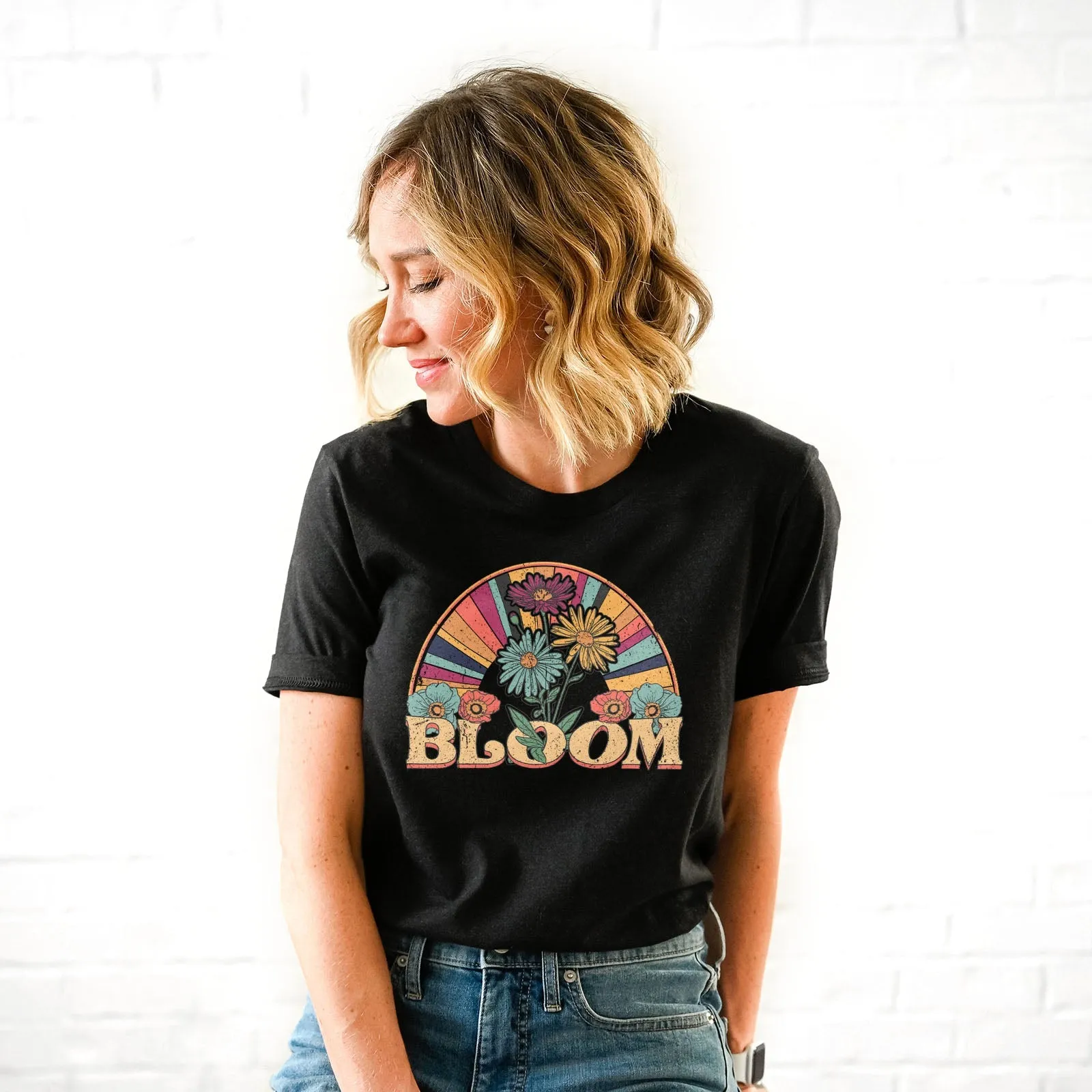 Retro Bloom Tee Shirts For Women - Christian Shirts for Women - Religious Tee Shirts