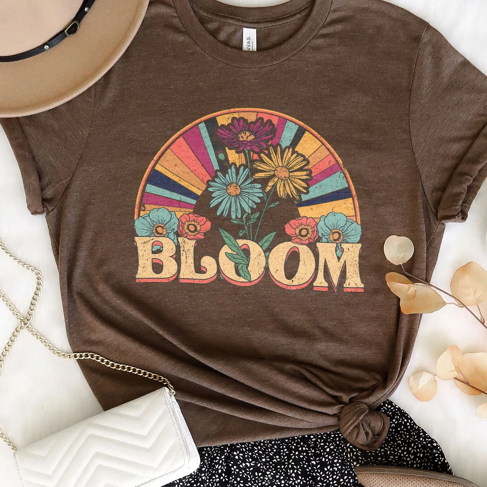 Retro Bloom Tee Shirts For Women - Christian Shirts for Women - Religious Tee Shirts