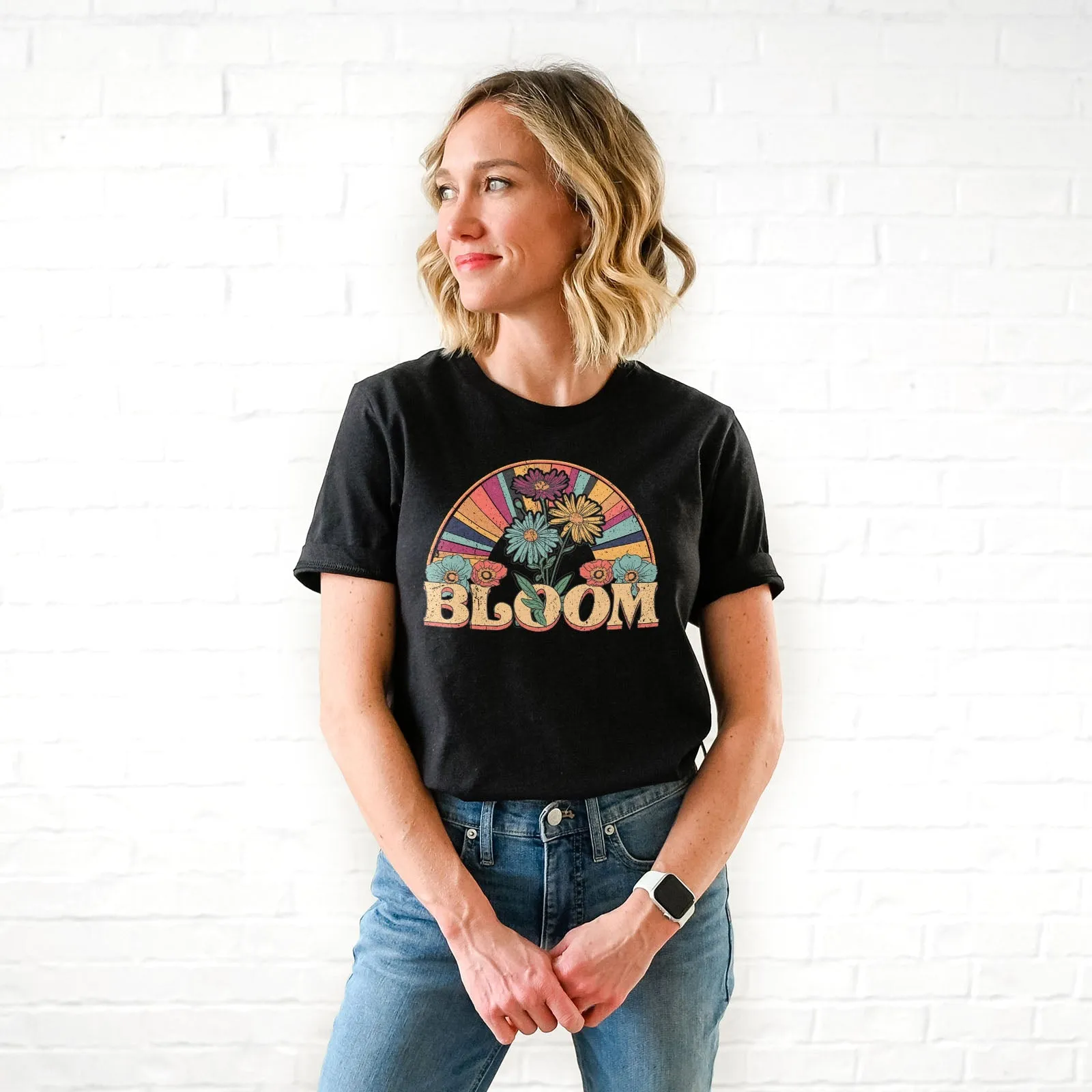 Retro Bloom Tee Shirts For Women - Christian Shirts for Women - Religious Tee Shirts