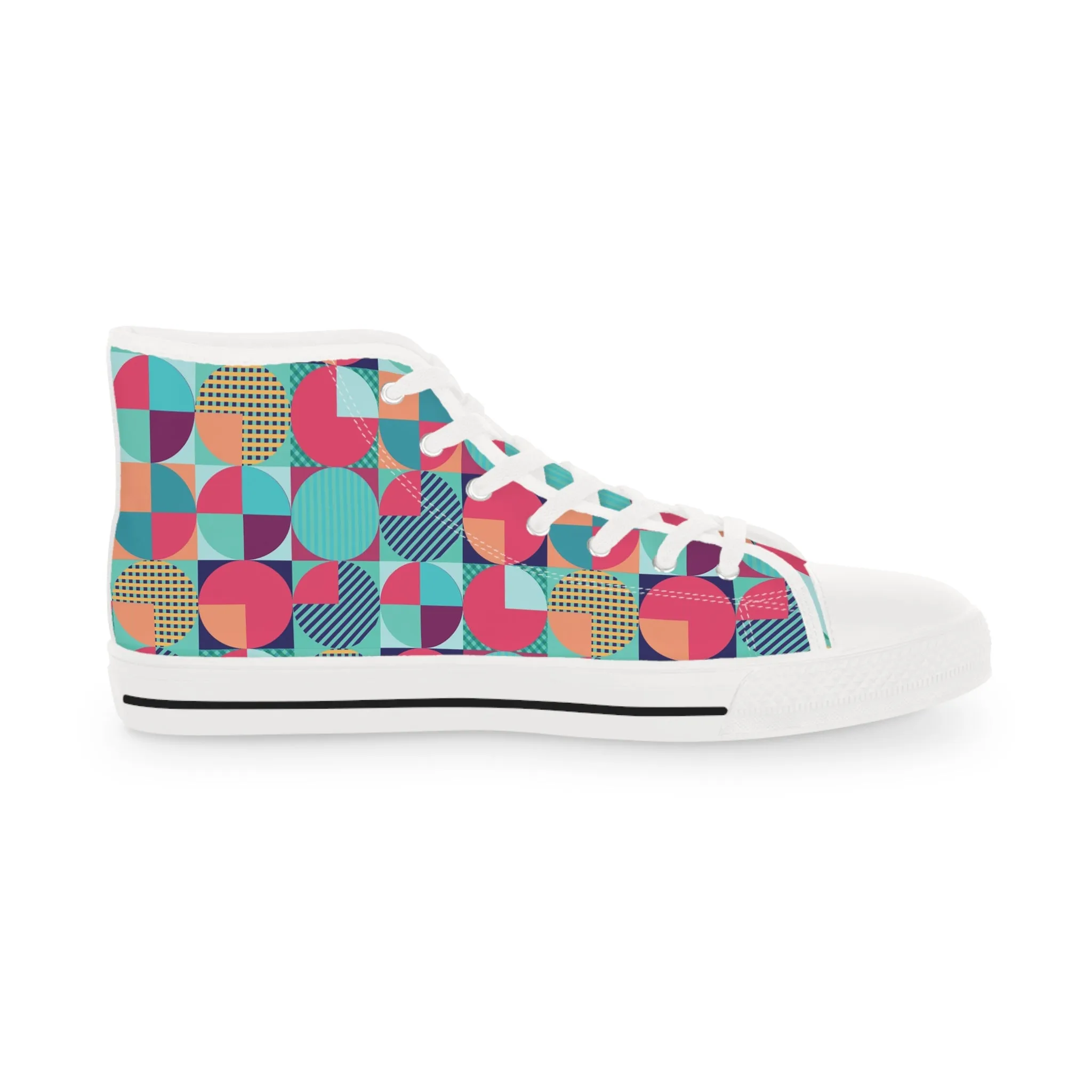 Retro Colorful Pattern Men's High Top Sneakers