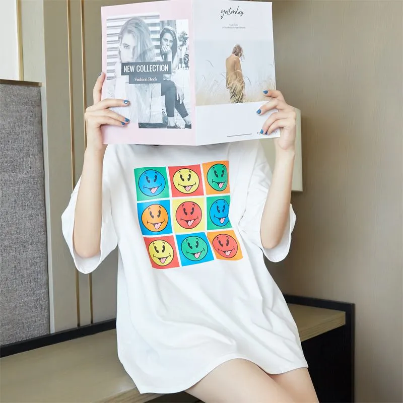 Retro Letter Loose Fit Trendy Pure Cotton Short Sleeve Tee