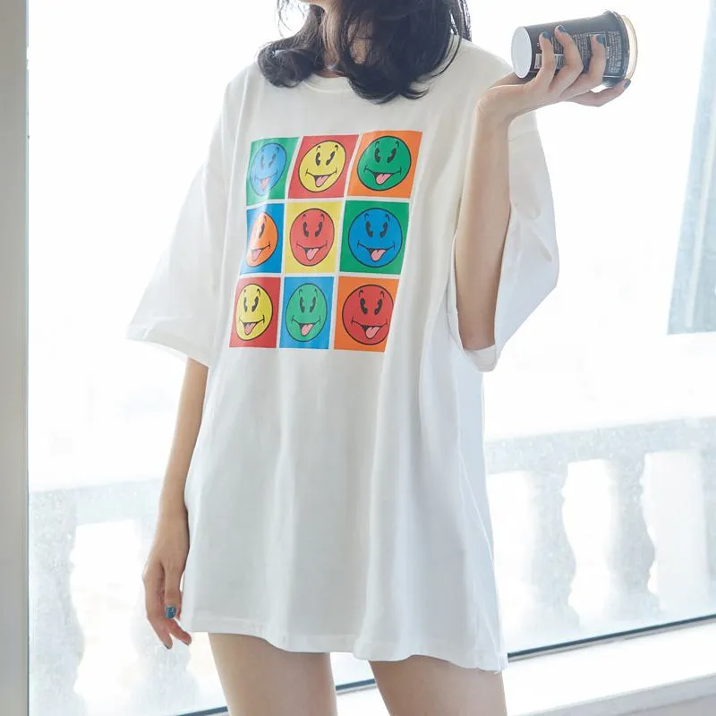 Retro Letter Loose Fit Trendy Pure Cotton Short Sleeve Tee