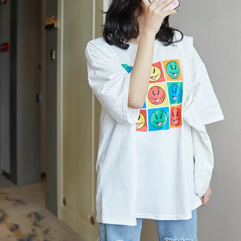 Retro Letter Loose Fit Trendy Pure Cotton Short Sleeve Tee