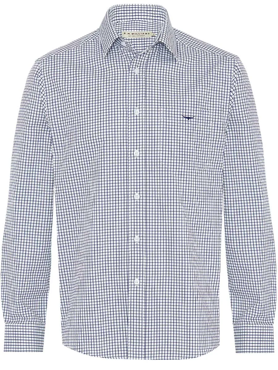 RM WILLIAMS Collins Standard Collar Men's Shirt - Navy & White Check