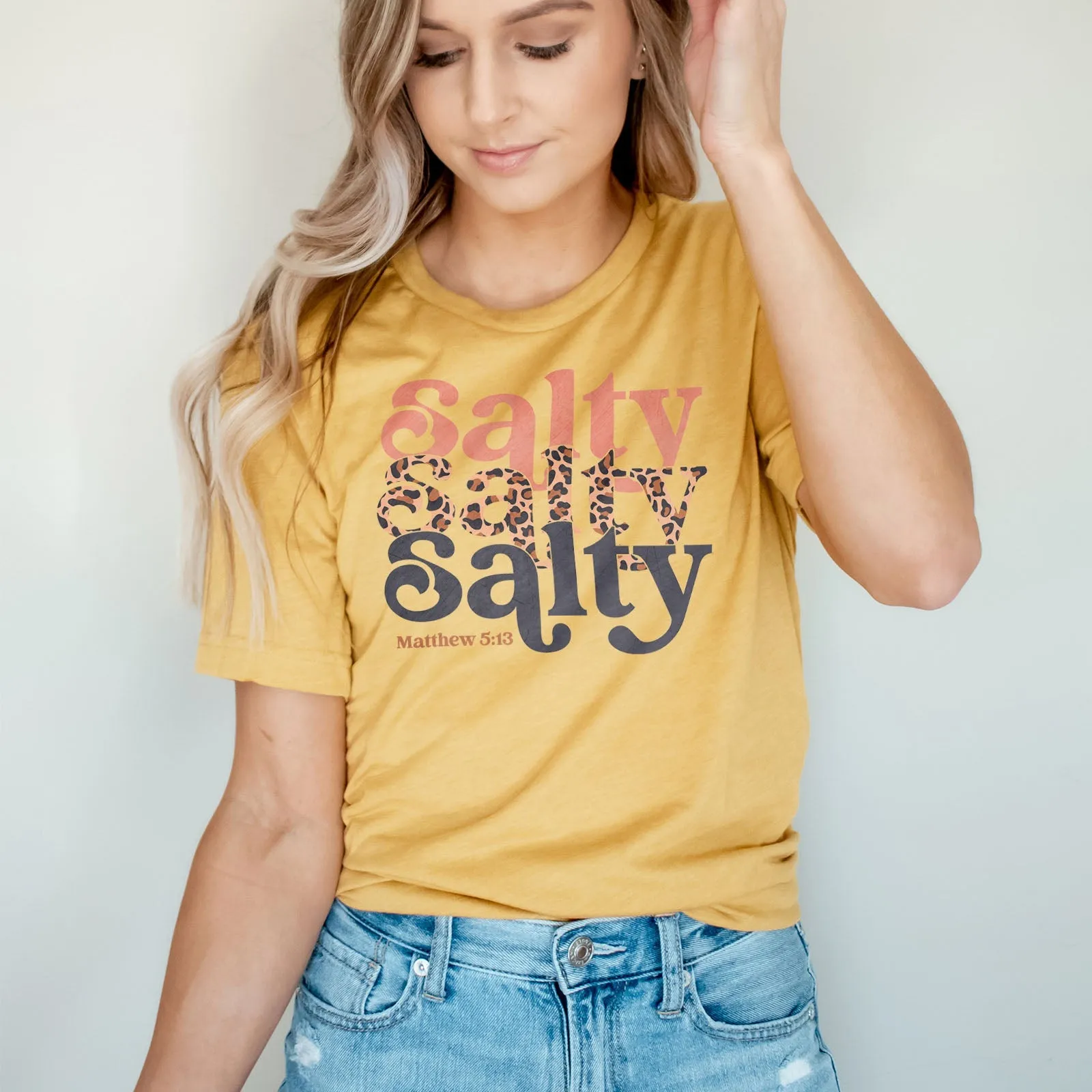 Salty Stacked Leopard Tee Shirts For Women - Christian Shirts for Women - Religious Tee Shirts