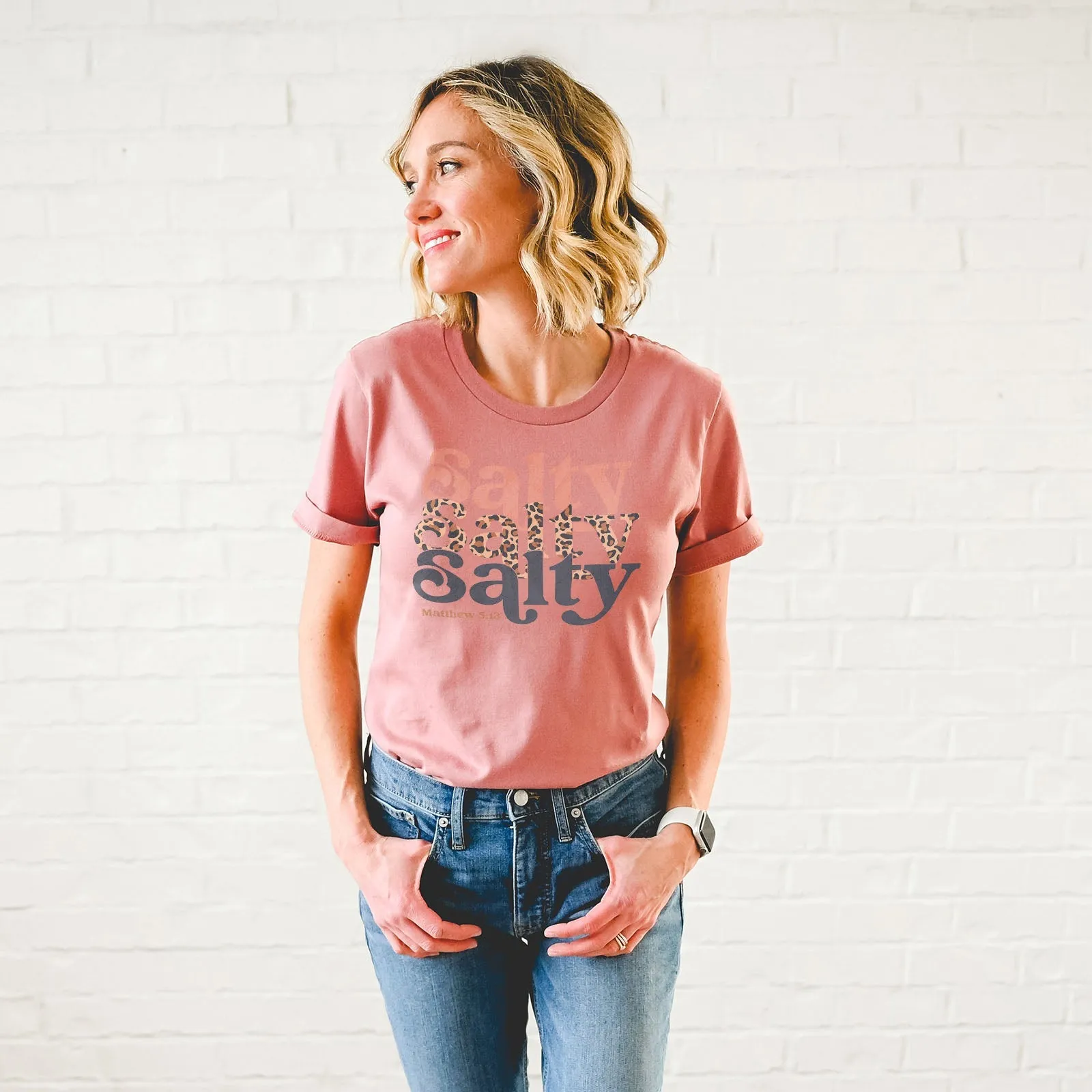 Salty Stacked Leopard Tee Shirts For Women - Christian Shirts for Women - Religious Tee Shirts