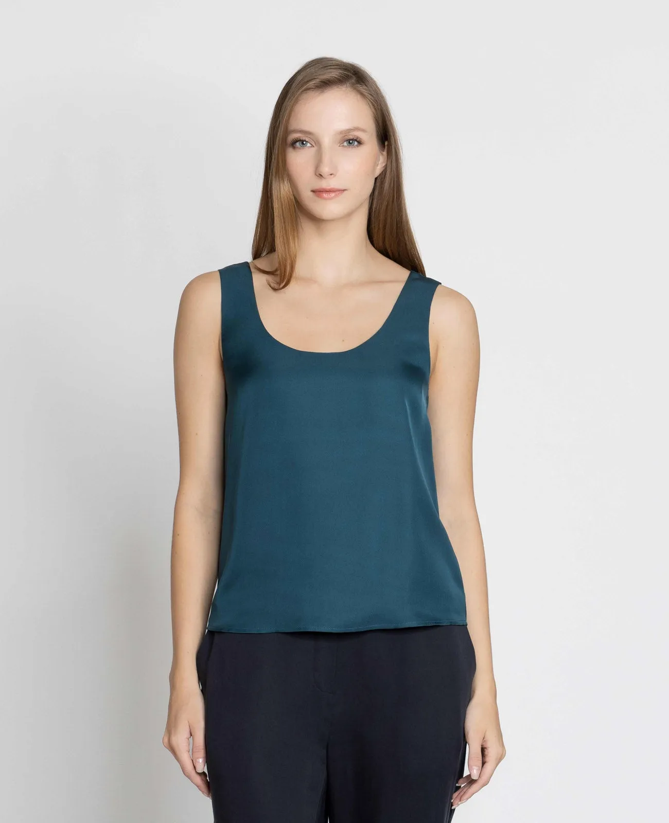 Silk Double Scoop Neck Tank