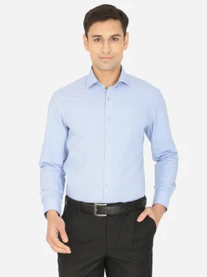 Sky Blue Checked Slim Fit Formal Shirt | Greenfibre