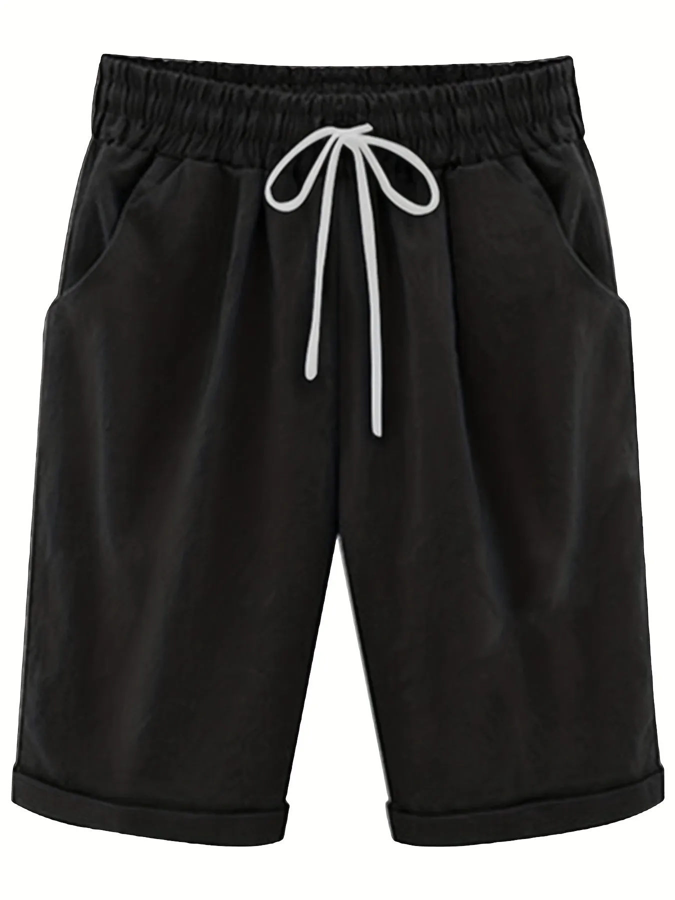 Spring  Summer Drawstring Bermuda Shorts for Women