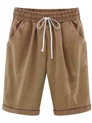 Spring  Summer Drawstring Bermuda Shorts for Women