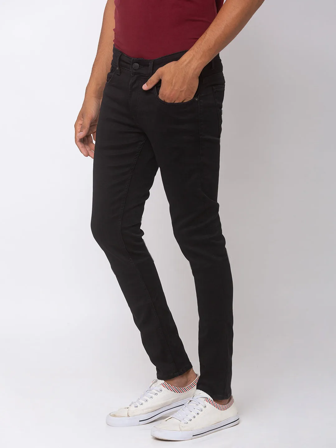 Spykar Black Cotton Men Jeans