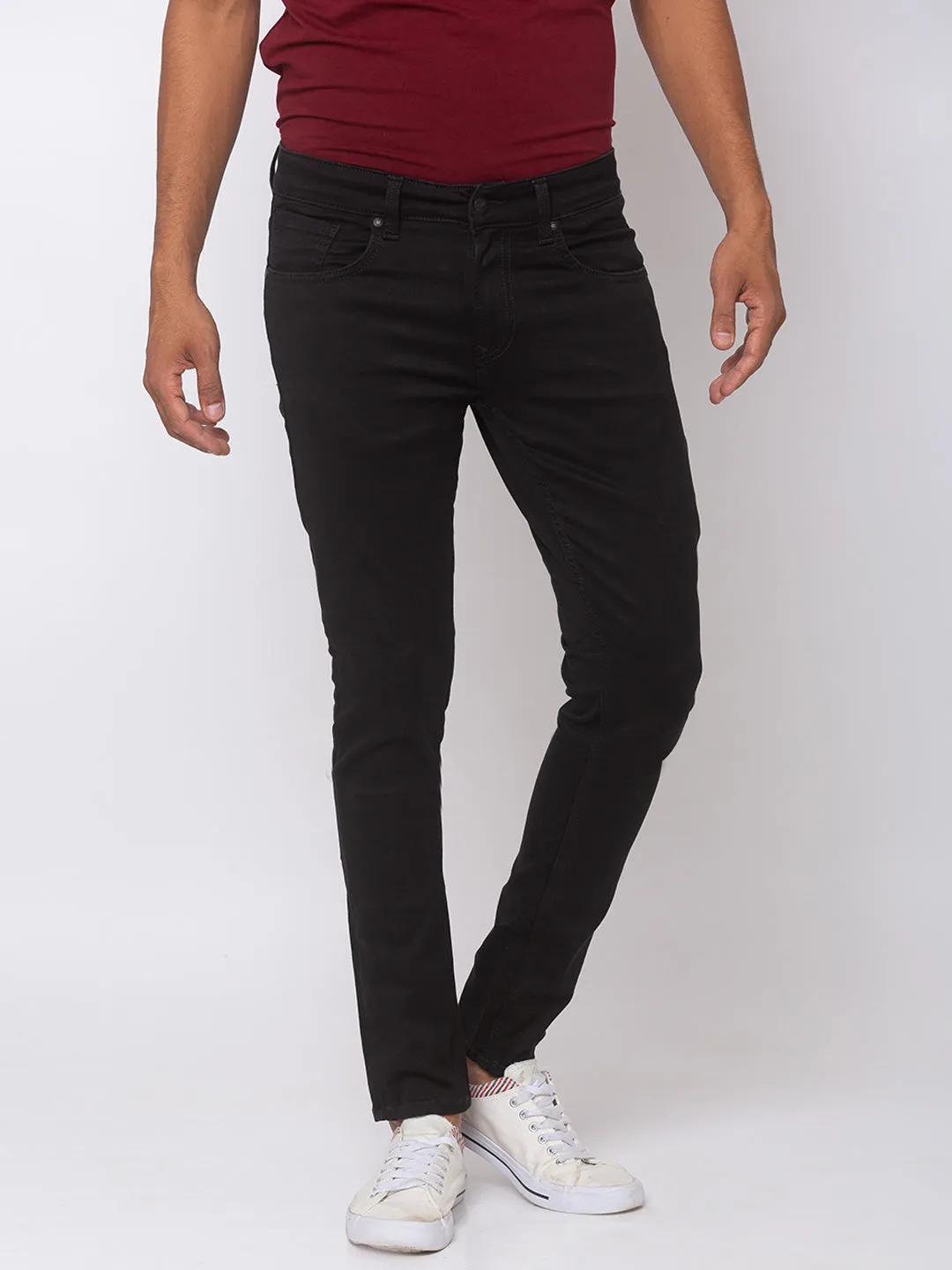 Spykar Black Cotton Men Jeans