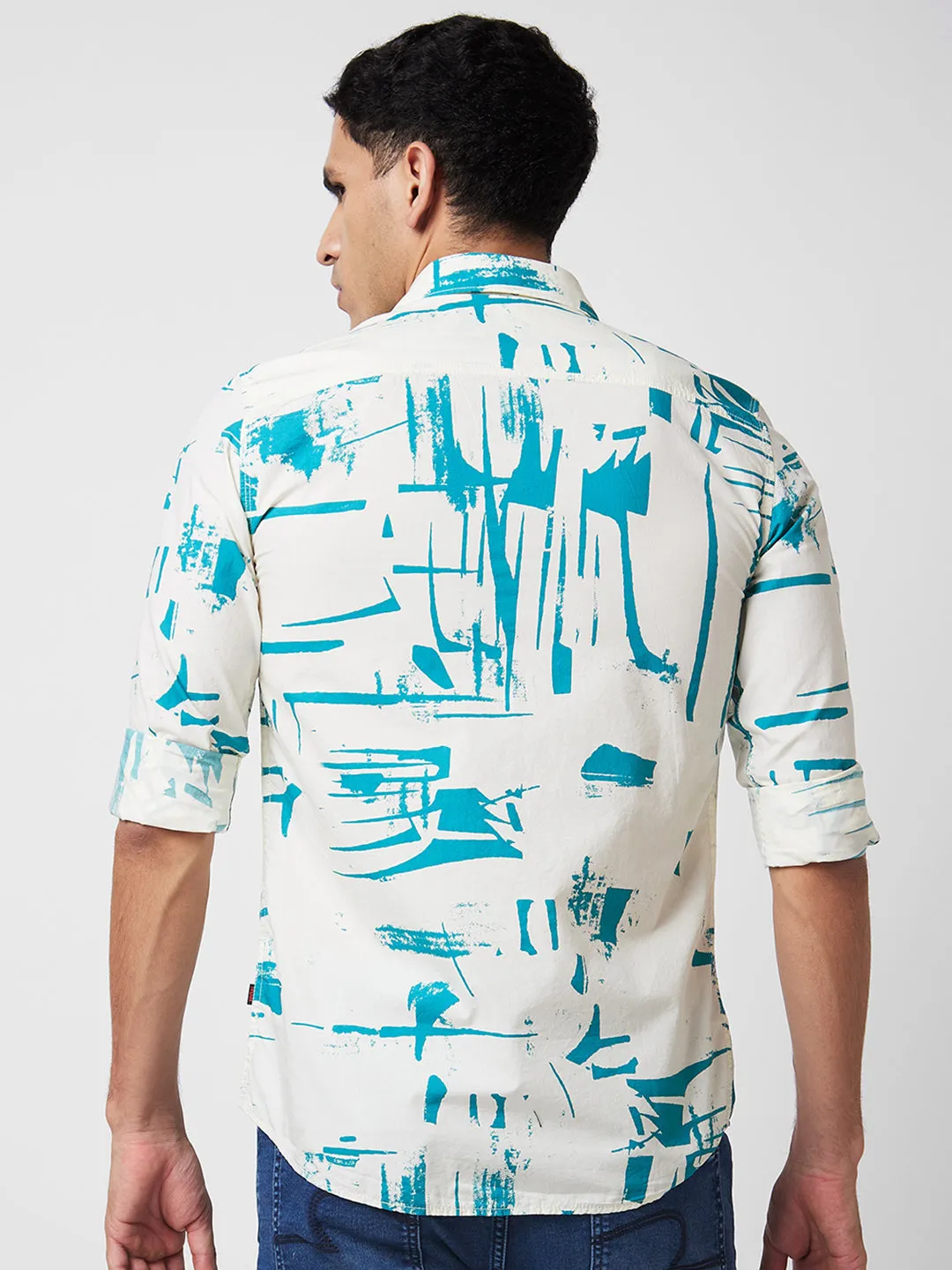 Spykar Blue Printed Shirt For Men