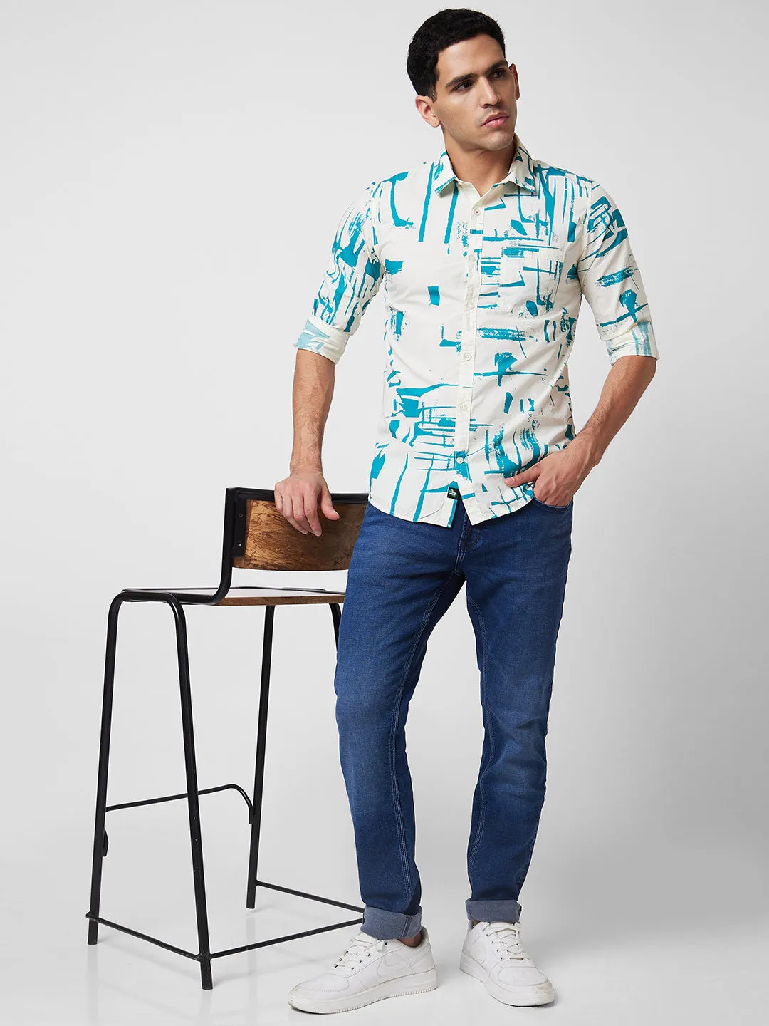 Spykar Blue Printed Shirt For Men