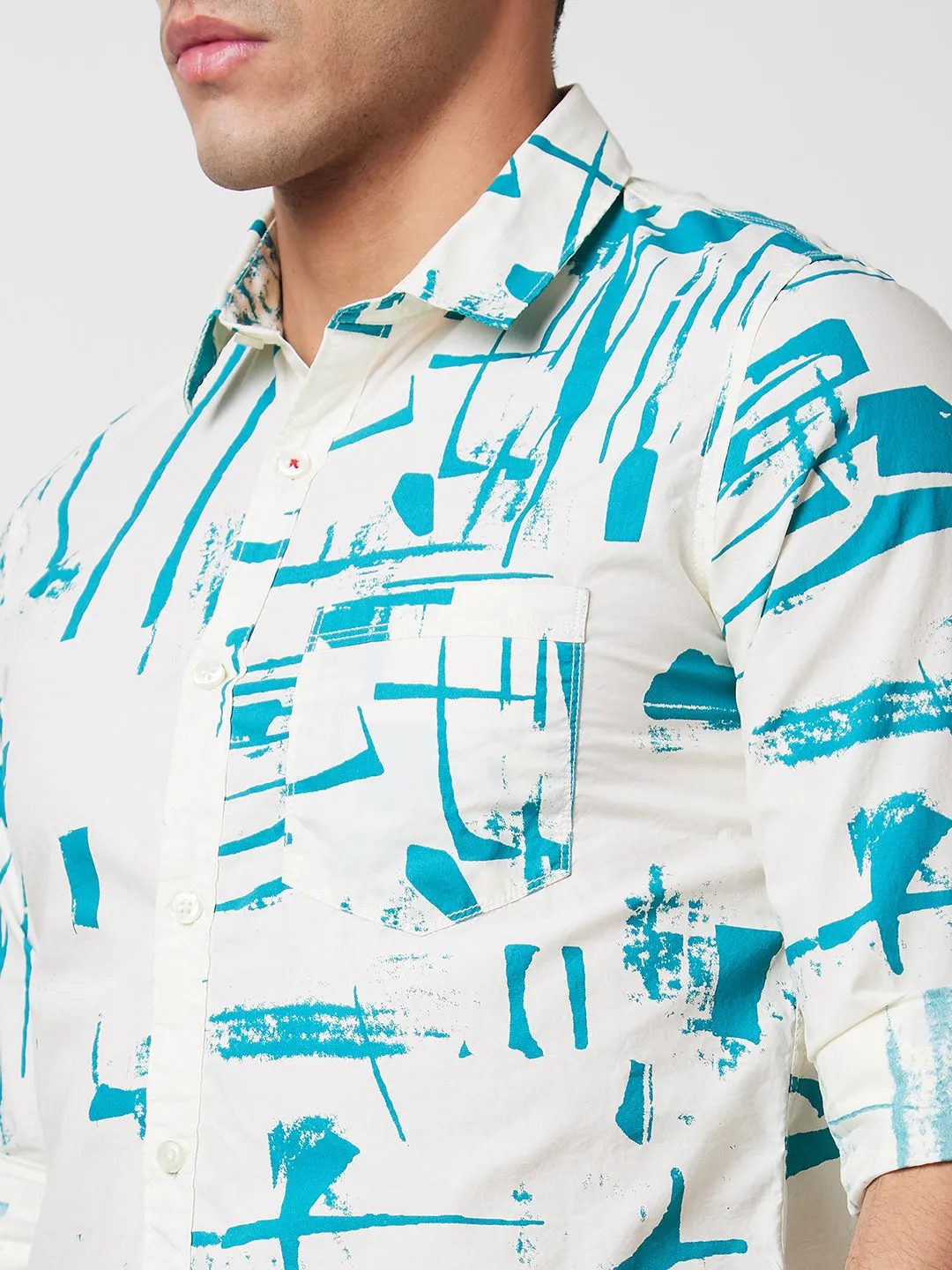 Spykar Blue Printed Shirt For Men