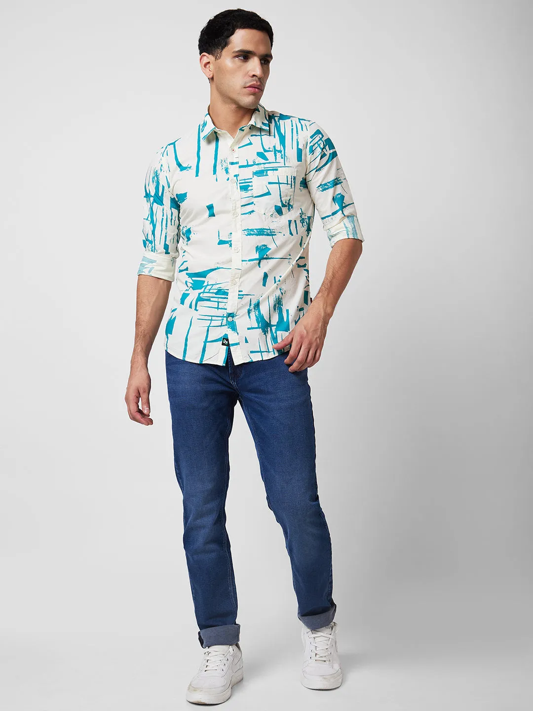 Spykar Blue Printed Shirt For Men