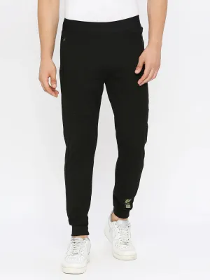 Spykar Men Black Blended Regular Fit Mid Rise Joggers Trackpant