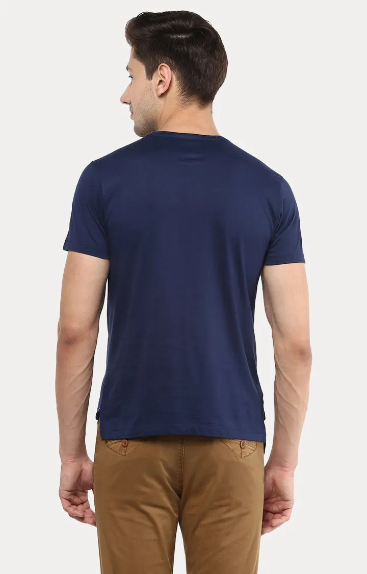 Spykar Men Blue Printed Slim Fit T-Shirt