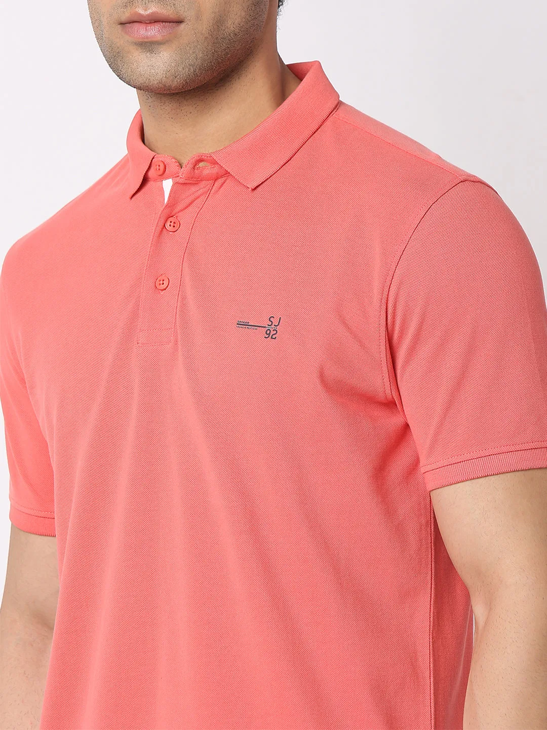 Spykar Men Haze Pink Cotton Regular Fit Polo Plain T-Shirt