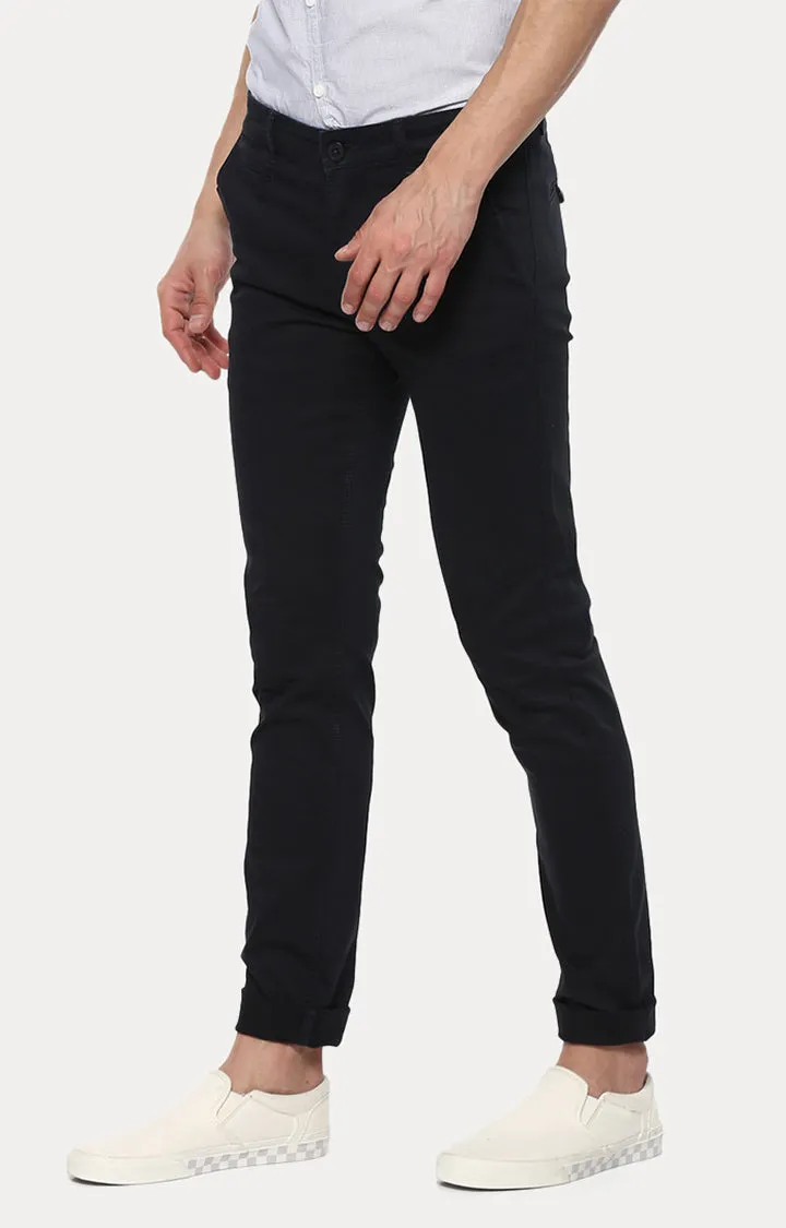 Spykar Men Navy Blue Solid Slim Fit Chinos