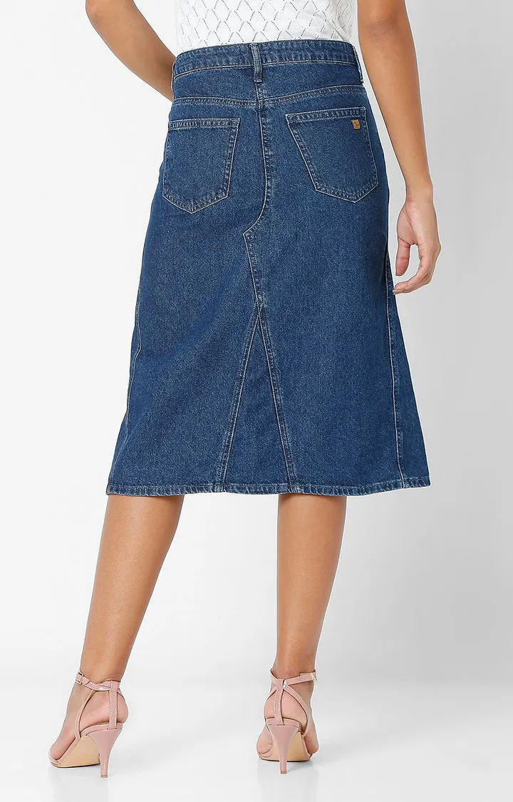 Spykar Women Blue Denim Slim Fit Skirt