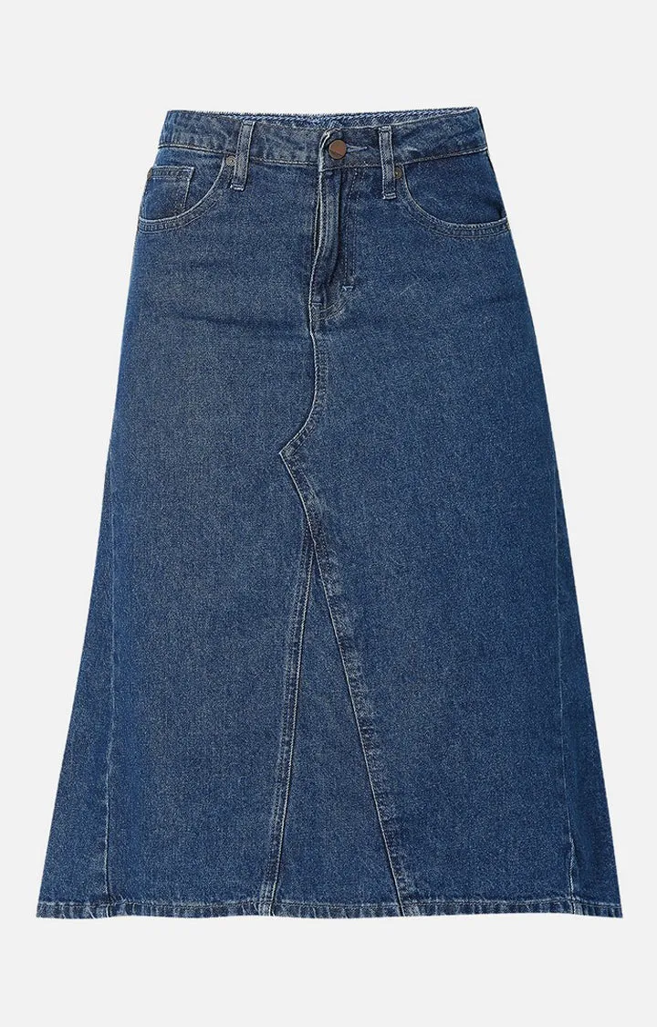 Spykar Women Blue Denim Slim Fit Skirt