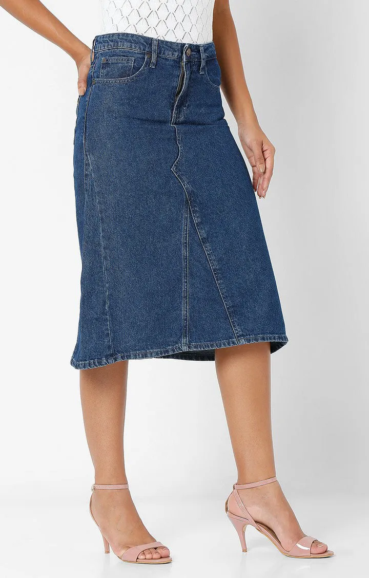 Spykar Women Blue Denim Slim Fit Skirt