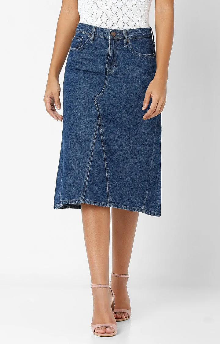 Spykar Women Blue Denim Slim Fit Skirt