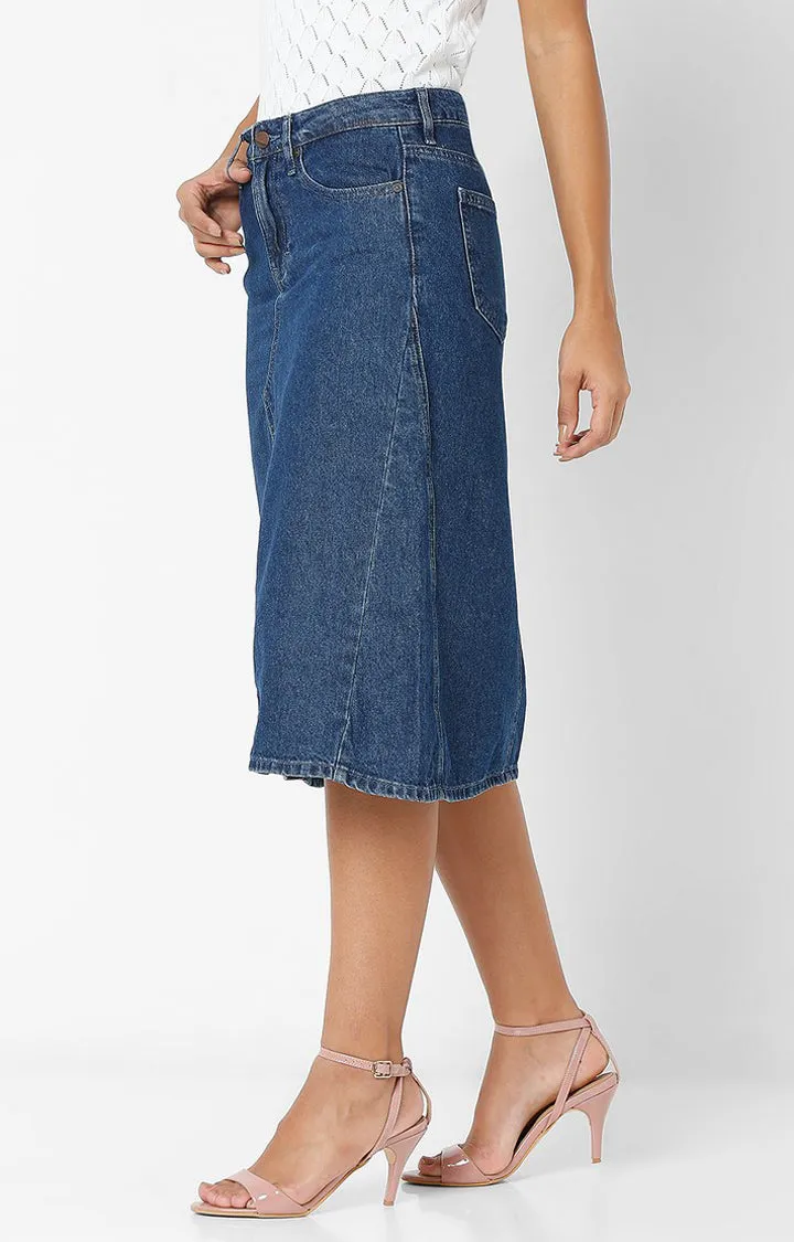 Spykar Women Blue Denim Slim Fit Skirt