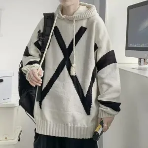 Street Style Unisex Lazy Hooded Knit Sweater Cardigan