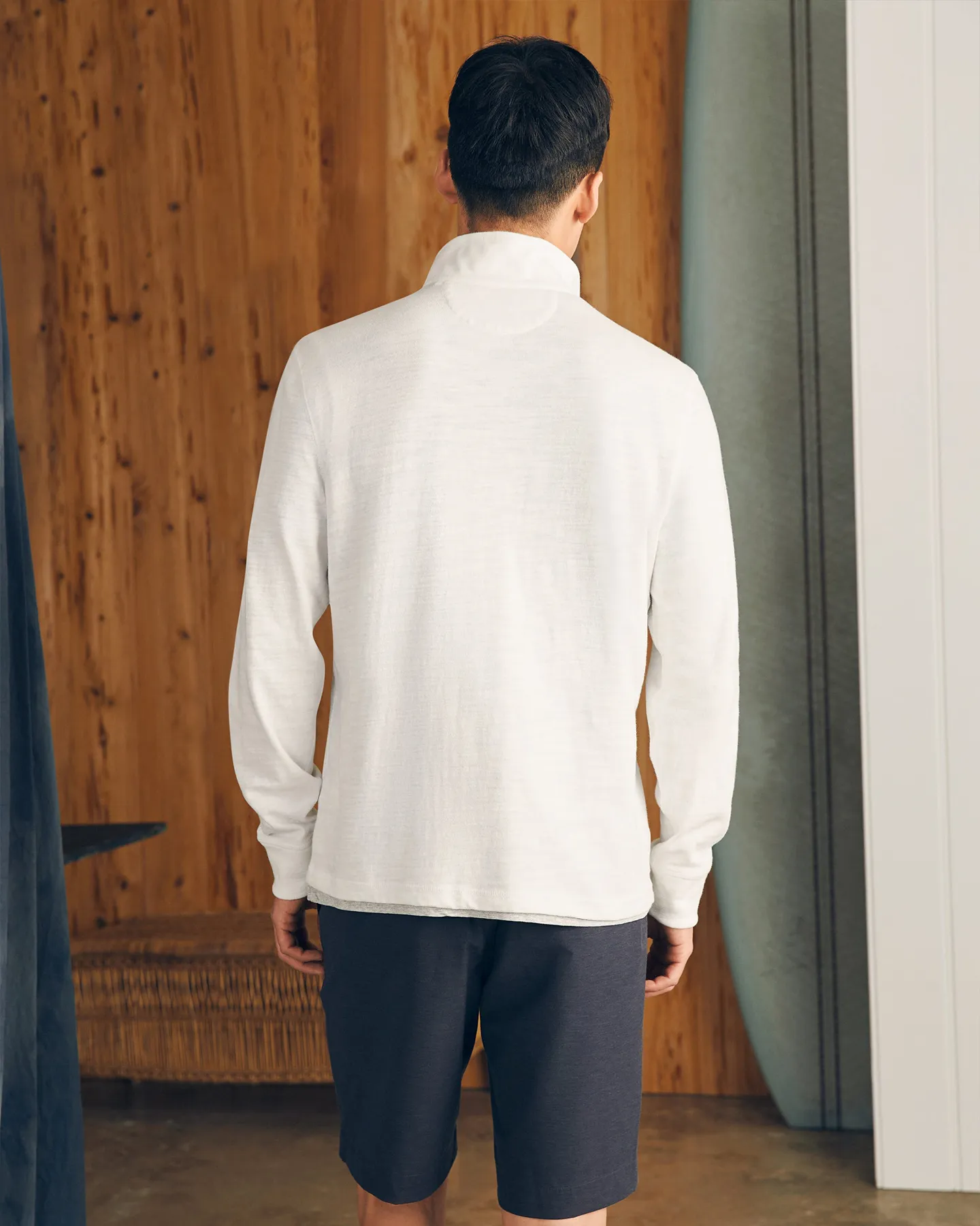 SUNWASHED SLUB 1/4 ZIP PULLOVER - WHITE