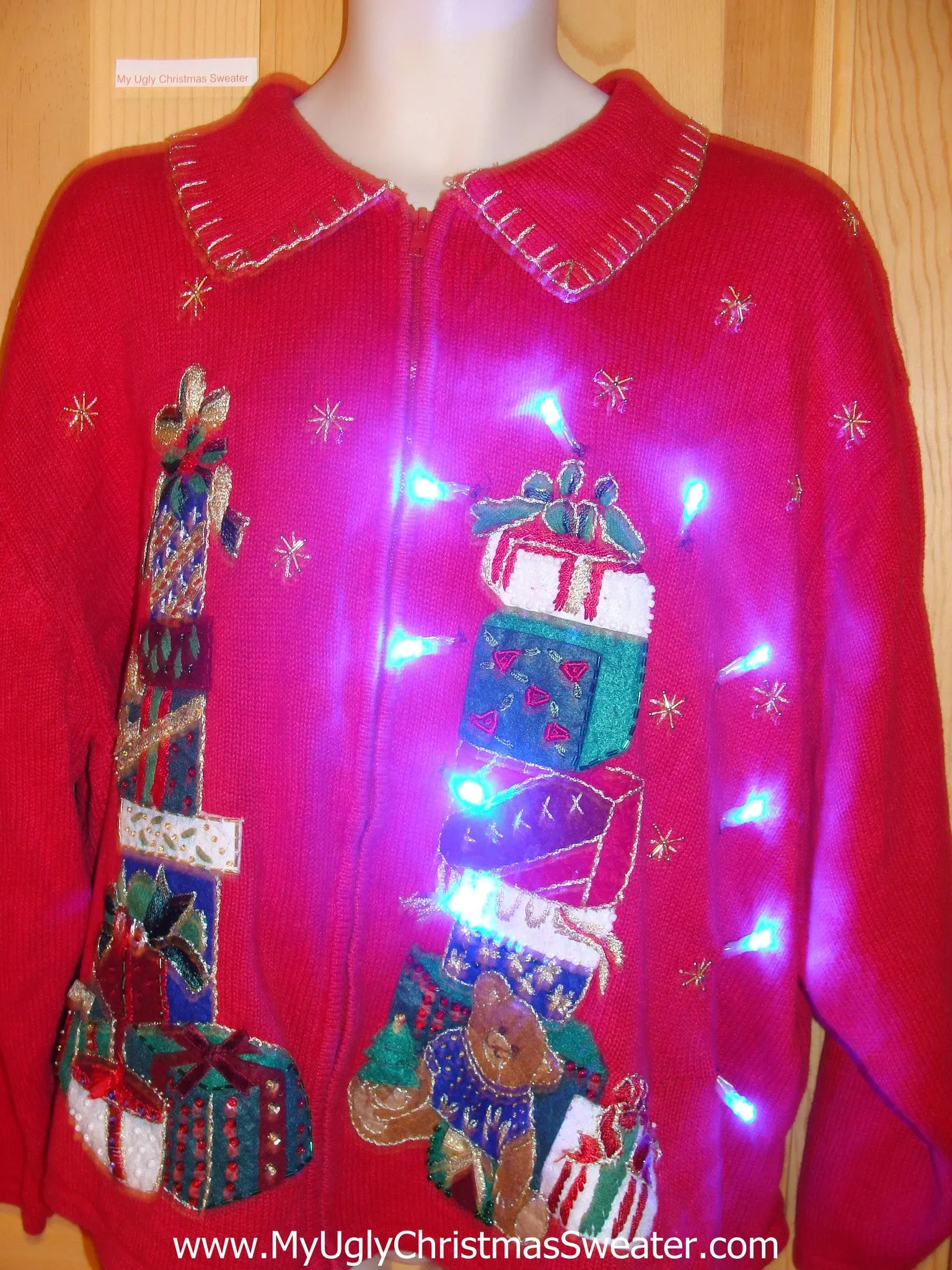 Tacky Light Up Christmas Sweater Bling Gifts Wms Mens XXXL