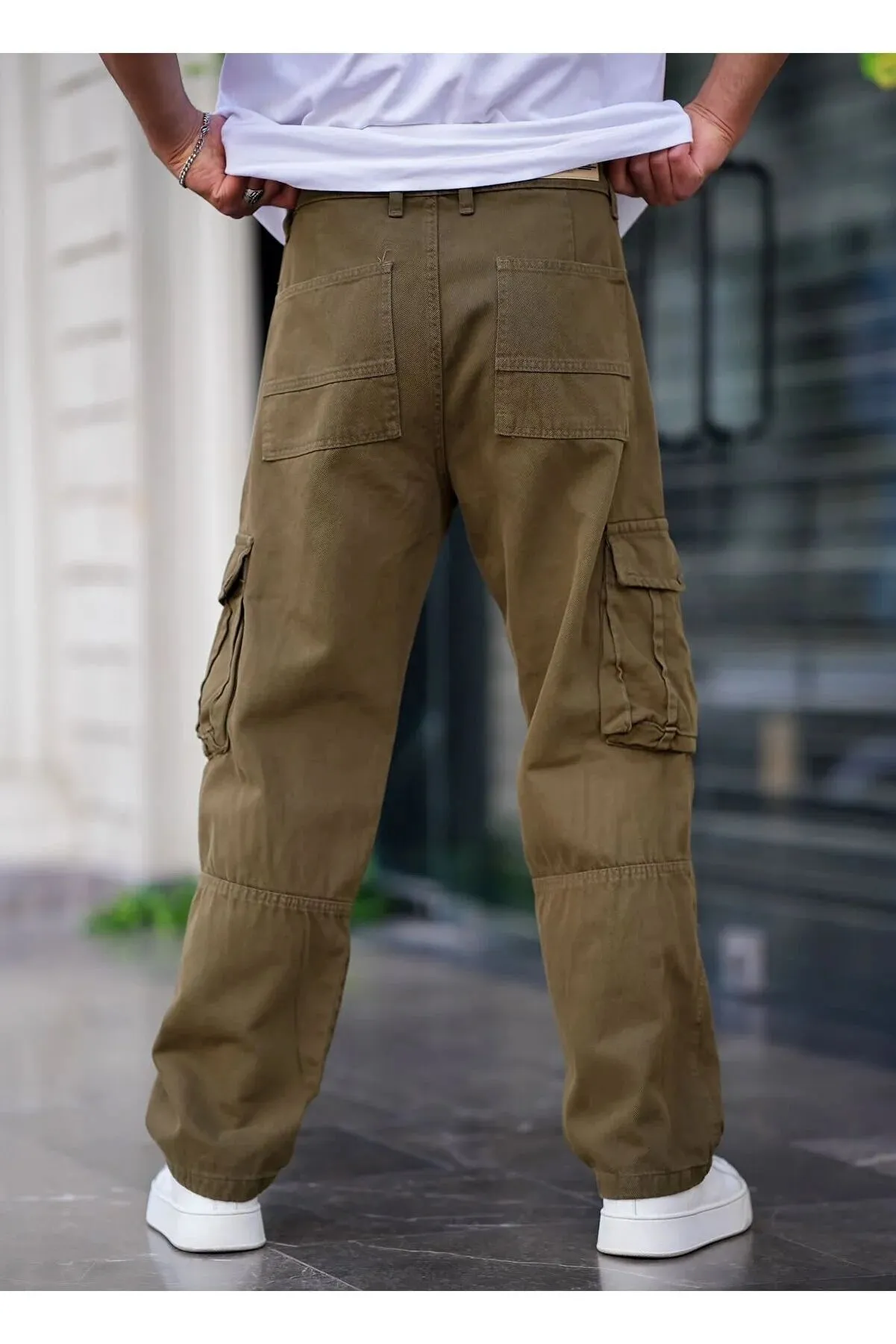 Tarz Cool Men's Khaki Cargo Pocket Baggy Pants