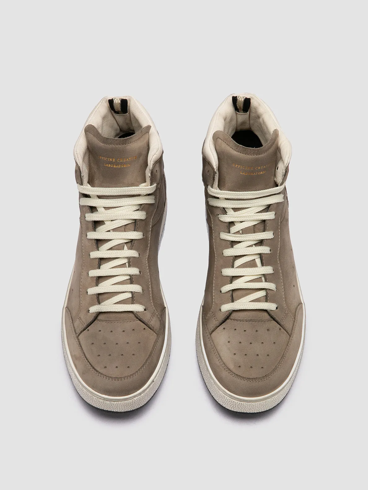 THE ANSWER 004 - Taupe Leather and Suede High Top Sneakers