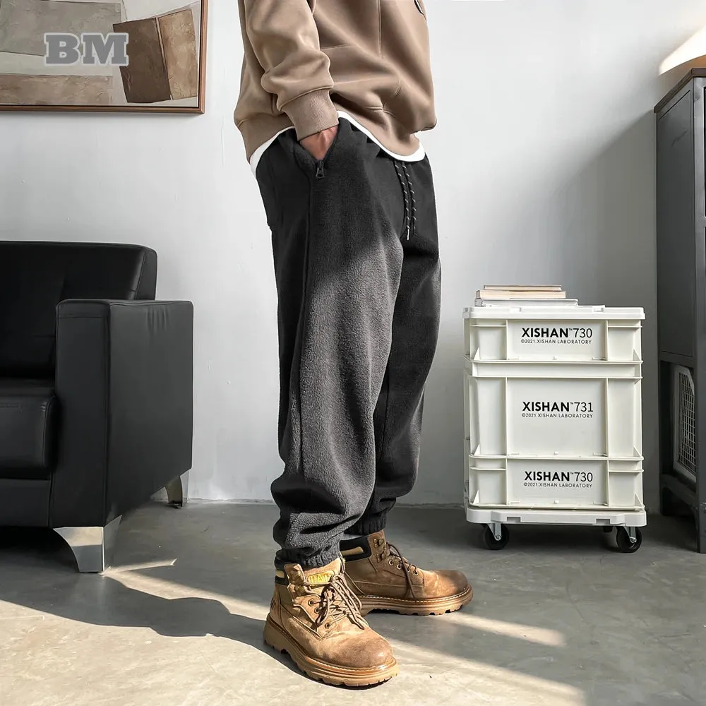 Thick Fleece Jogging Pants Trendy Sport Casual Pants Men Joggers Trousers