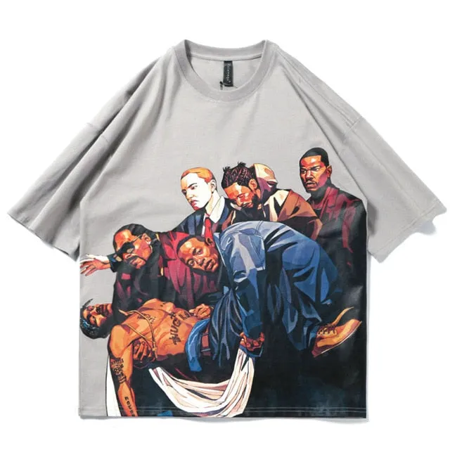 Tupac Death Printed Hip Hop Streetwear Loose Tees