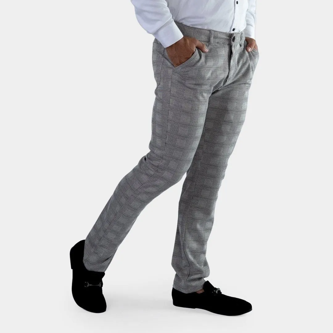 Ultra Stretch Chino Pants - Slim Fit - Tartan Grey Check