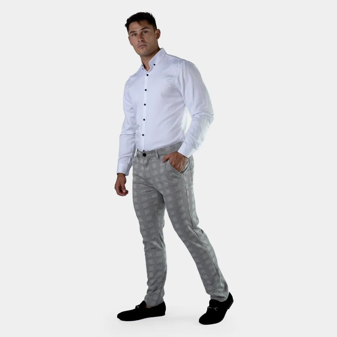 Ultra Stretch Chino Pants - Slim Fit - Tartan Grey Check