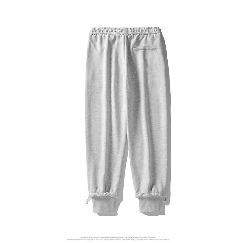 Versatile Pure Cotton Tapered Embroidery Elasticity Elastic Waist Loose Fit Sweatpant