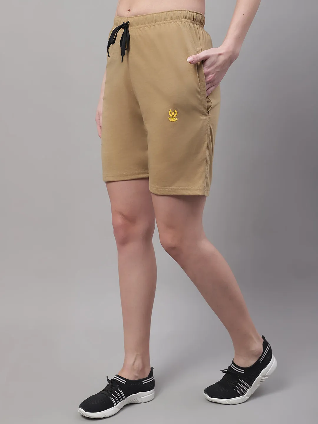 Vimal Jonney Mud Regular fit Cotton Shorts for Women