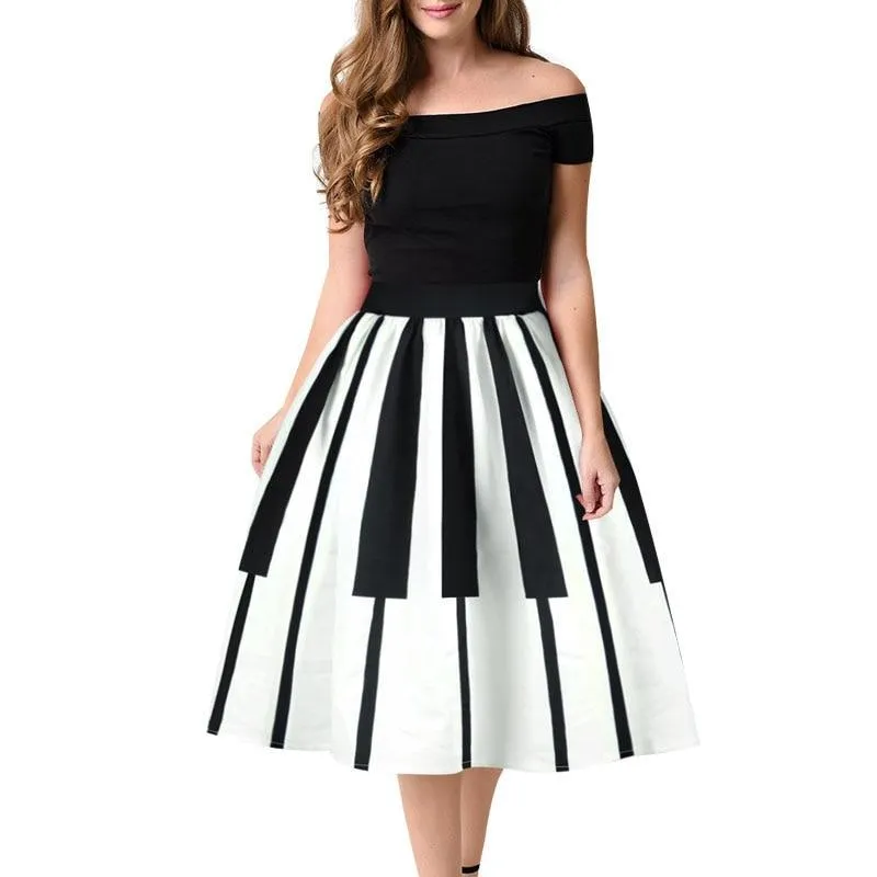 Vintage BNW Striped High Waist Midi Skirts